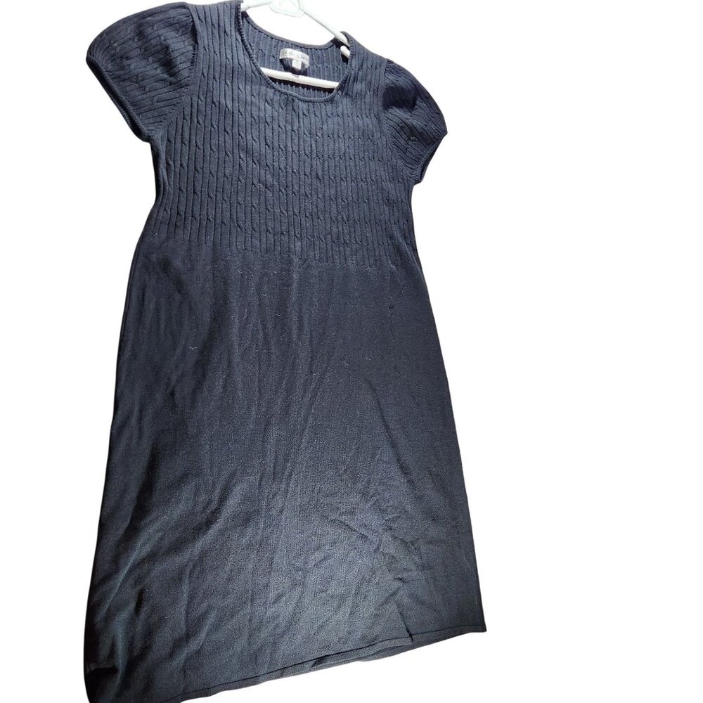 Black Sweater Dress Sandra Darren Size 16 career office minimalist Short-Sleeve